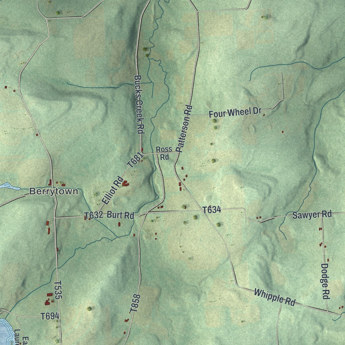 Close-up of the map of Springfield, Bradford County, Pennsylvania print showing street and building detail