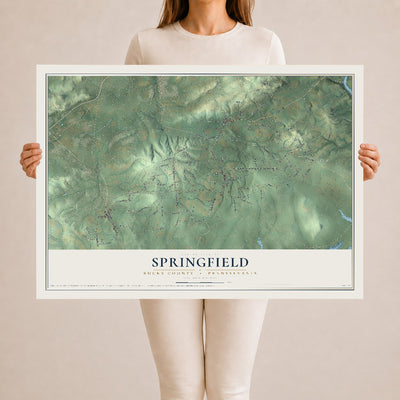 Map of Springfield, Bucks County, Pennsylvania, 24 x 36 inch unframed archival matte print