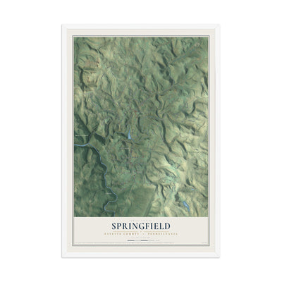 Map of Springfield, Fayette County, Pennsylvania, 12 x 18 inch print in a white wood frame