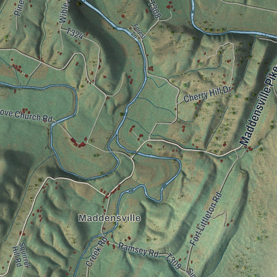 Close-up of the map of Springfield, Huntingdon County, Pennsylvania print showing street and building detail