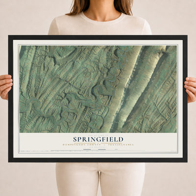 Map of Springfield, Huntingdon County, Pennsylvania, 18 x 24 inch print in a black wood frame