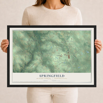 Map of Springfield, Mercer County, Pennsylvania, 12 x 18 inch print in a black wood frame