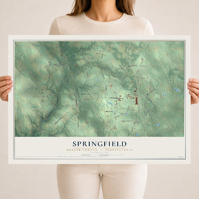 Map of Springfield, Mercer County, Pennsylvania, 18 x 24 inch unframed archival matte print