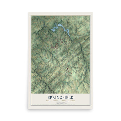Map of Springfield, York County, Pennsylvania, 12 x 18 inch unframed archival matte print