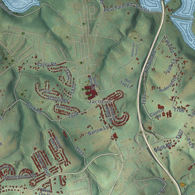 Close-up of the map of Springfield, York County, Pennsylvania print showing street and building detail