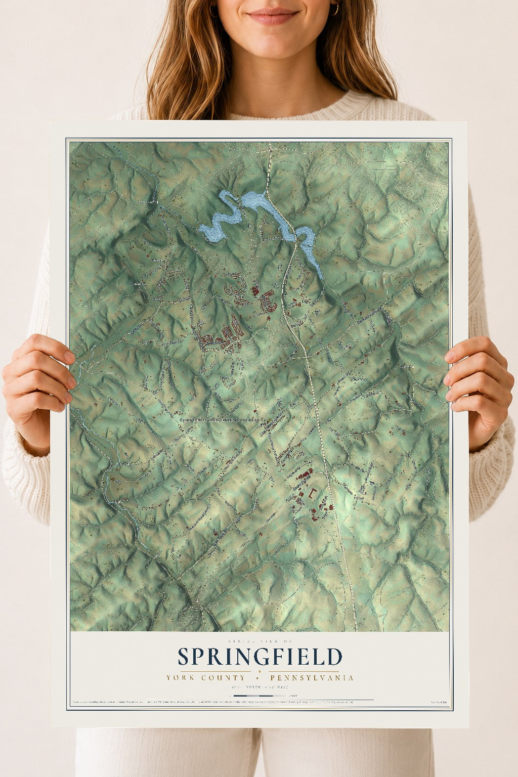 Map of Springfield, York County, Pennsylvania, 18 x 24 inch unframed archival matte print