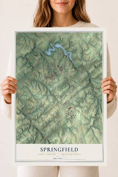 Map of Springfield, York County, Pennsylvania, 18 x 24 inch unframed archival matte print