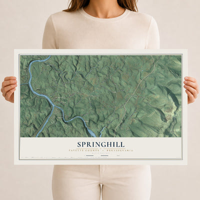 Map of Springhill, Fayette County, Pennsylvania, 12 x 18 inch unframed archival matte print