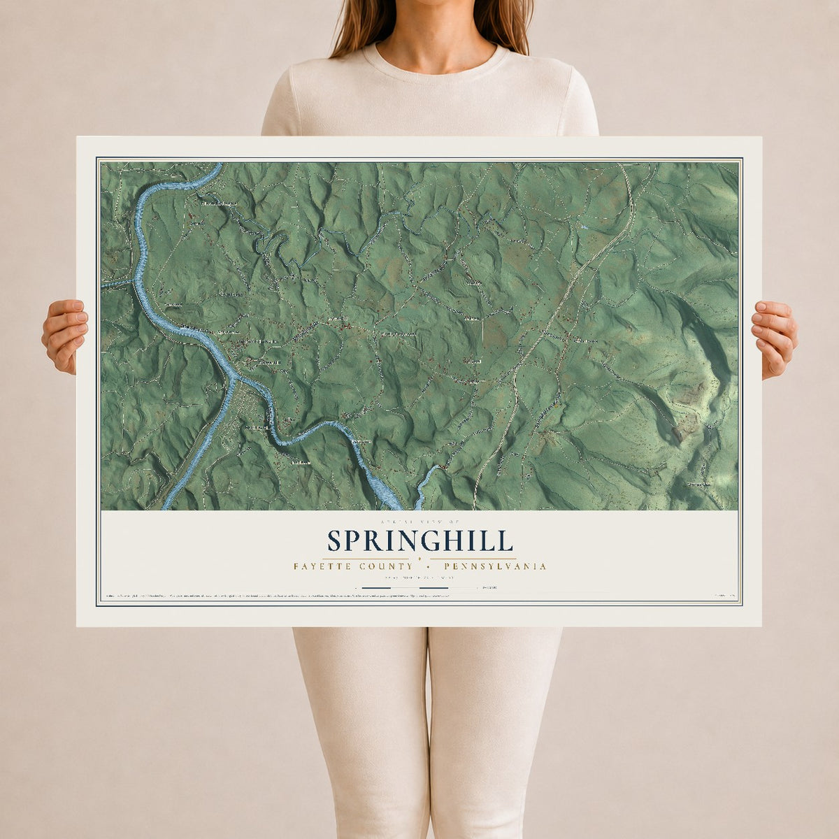 Map of Springhill, Fayette County, Pennsylvania, 24 x 36 inch unframed archival matte print