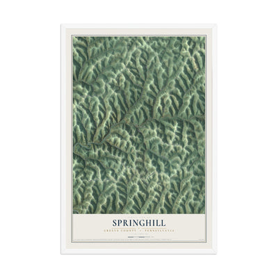 Map of Springhill, Greene County, Pennsylvania, 12 x 18 inch print in a white wood frame
