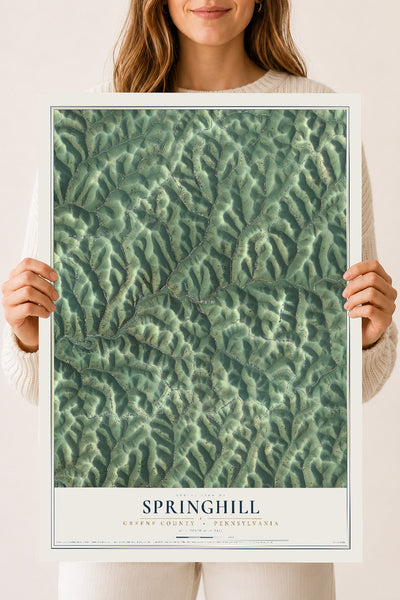 Map of Springhill, Greene County, Pennsylvania, 18 x 24 inch unframed archival matte print