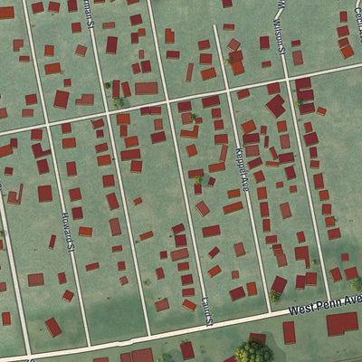 Close-up of the map of Springmont, Pennsylvania print showing street and building detail