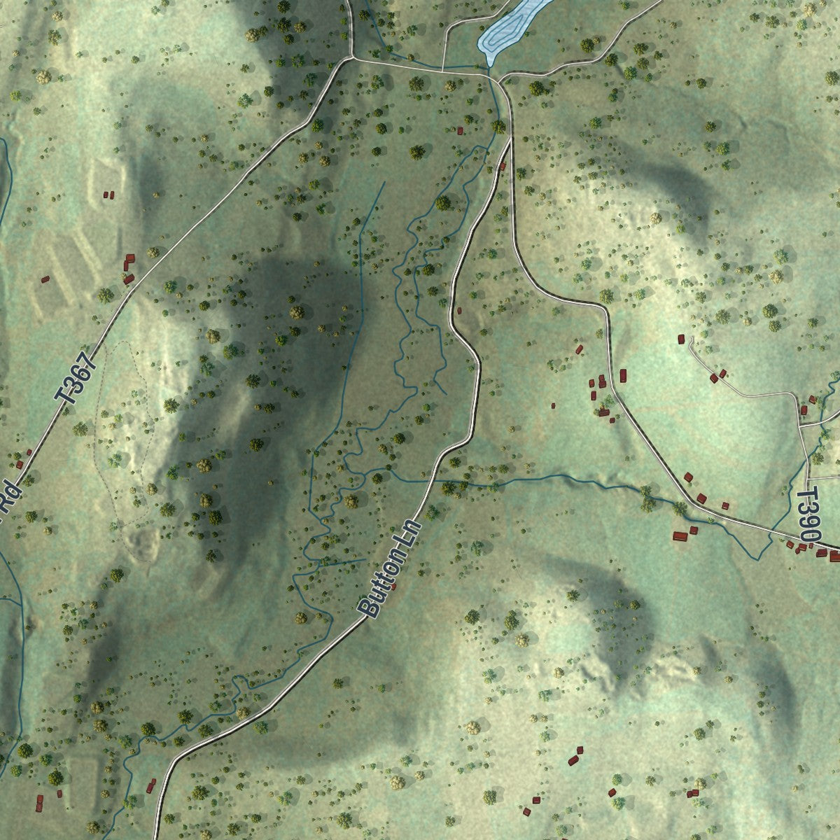 Second close-up of the map of Springville, Pennsylvania print showing more streets and buildings