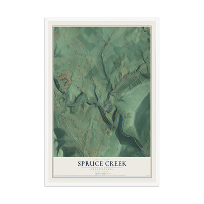 Map of Spruce Creek, Pennsylvania, 12 x 18 inch print in a white wood frame