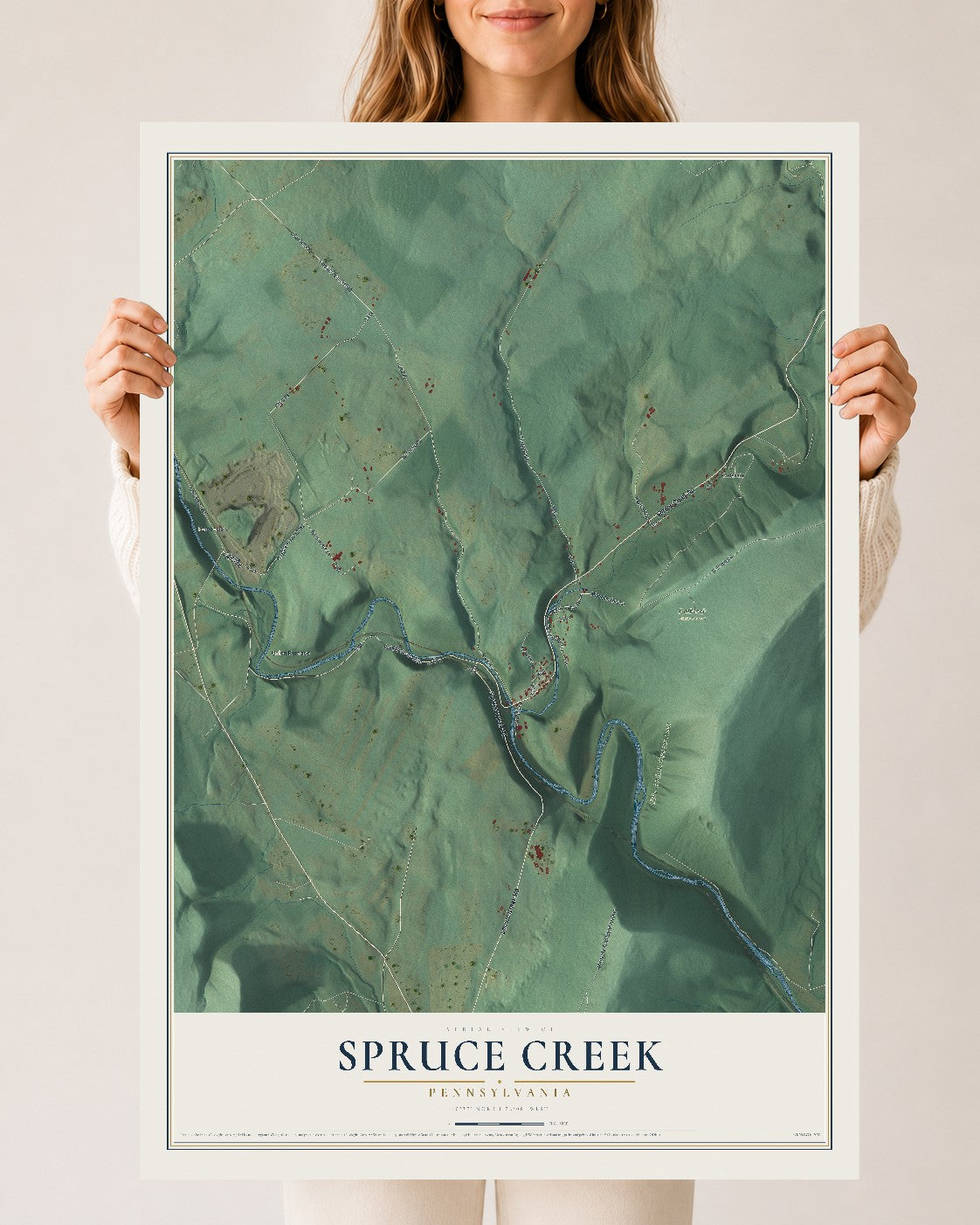 Map of Spruce Creek, Pennsylvania, 24 x 36 inch unframed archival matte print
