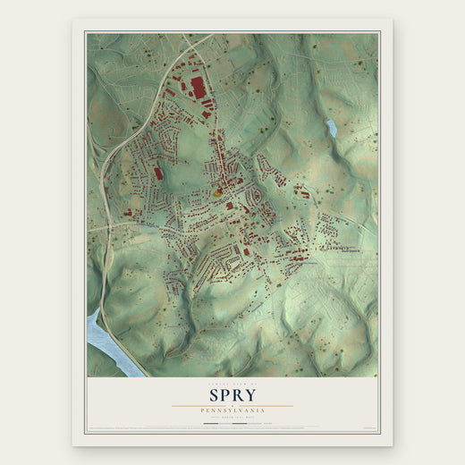 Spry, Pennsylvania map print, the full design