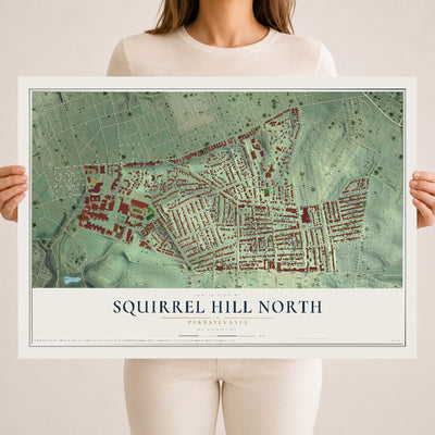 Map of Squirrel Hill North, Pennsylvania, 18 x 24 inch unframed archival matte print