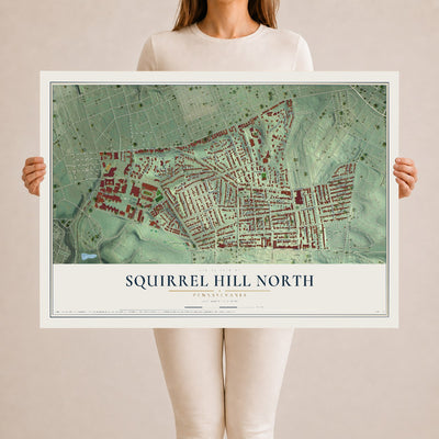 Map of Squirrel Hill North, Pennsylvania, 24 x 36 inch unframed archival matte print