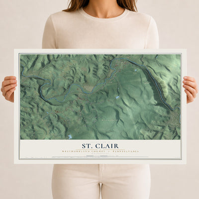 Map of St. Clair, Westmoreland County, Pennsylvania, 12 x 18 inch unframed archival matte print