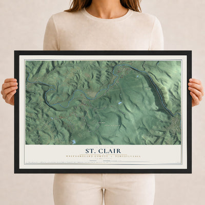 Map of St. Clair, Westmoreland County, Pennsylvania, 12 x 18 inch print in a black wood frame