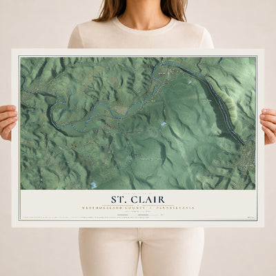 Map of St. Clair, Westmoreland County, Pennsylvania, 18 x 24 inch unframed archival matte print