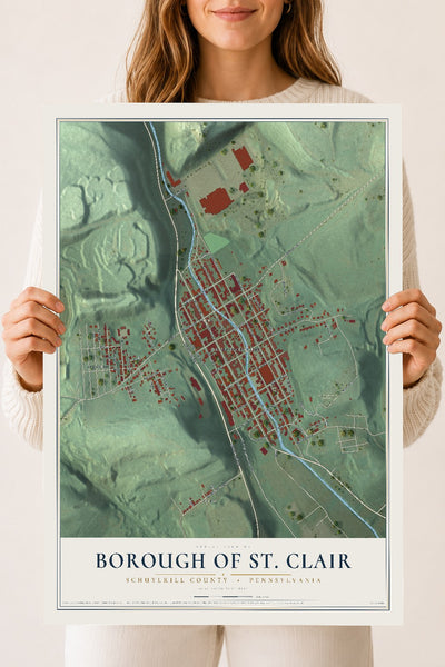 Map of the Borough of St. Clair, Schuylkill County, Pennsylvania, 18 x 24 inch unframed archival matte print