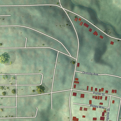 Second close-up of the map of St. Clair, Pennsylvania print showing more streets and buildings