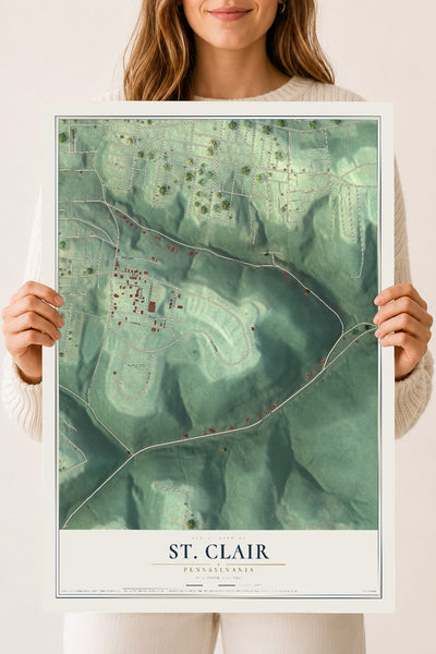 Map of St. Clair, Pennsylvania, 18 x 24 inch unframed archival matte print