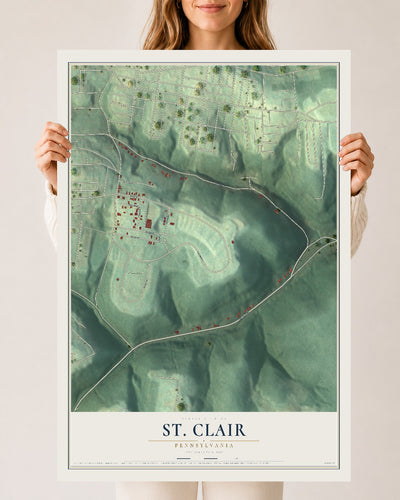 Map of St. Clair, Pennsylvania, 24 x 36 inch unframed archival matte print
