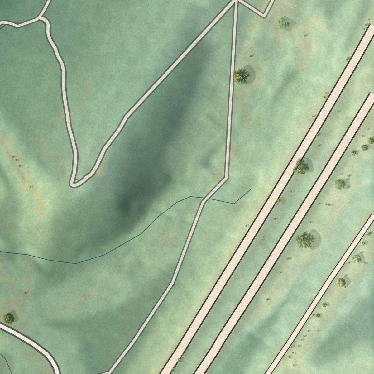 Close-up of the map of St. Clairsville, Pennsylvania print showing street and building detail