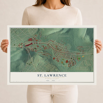 Map of St. Lawrence, Pennsylvania, 12 x 18 inch unframed archival matte print