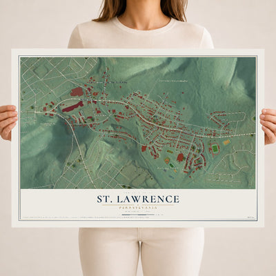 Map of St. Lawrence, Pennsylvania, 18 x 24 inch unframed archival matte print