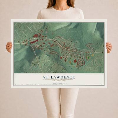 Map of St. Lawrence, Pennsylvania, 24 x 36 inch unframed archival matte print