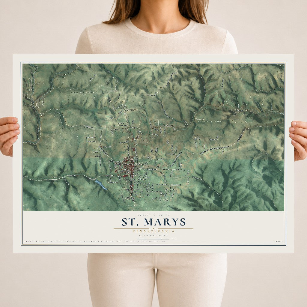 Map of St. Marys, Pennsylvania, 18 x 24 inch unframed archival matte print