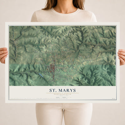 Map of St. Marys, Pennsylvania, 18 x 24 inch unframed archival matte print