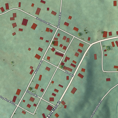 Second close-up of the map of St. Petersburg, Pennsylvania print showing more streets and buildings