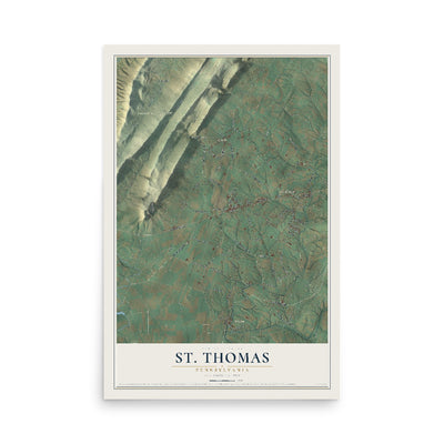 Map of St. Thomas, Pennsylvania, 12 x 18 inch unframed archival matte print