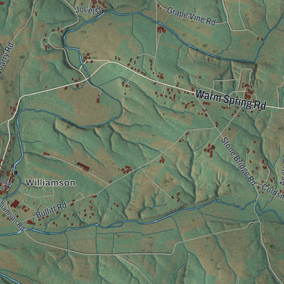 Second close-up of the map of St. Thomas, Pennsylvania print showing more streets and buildings