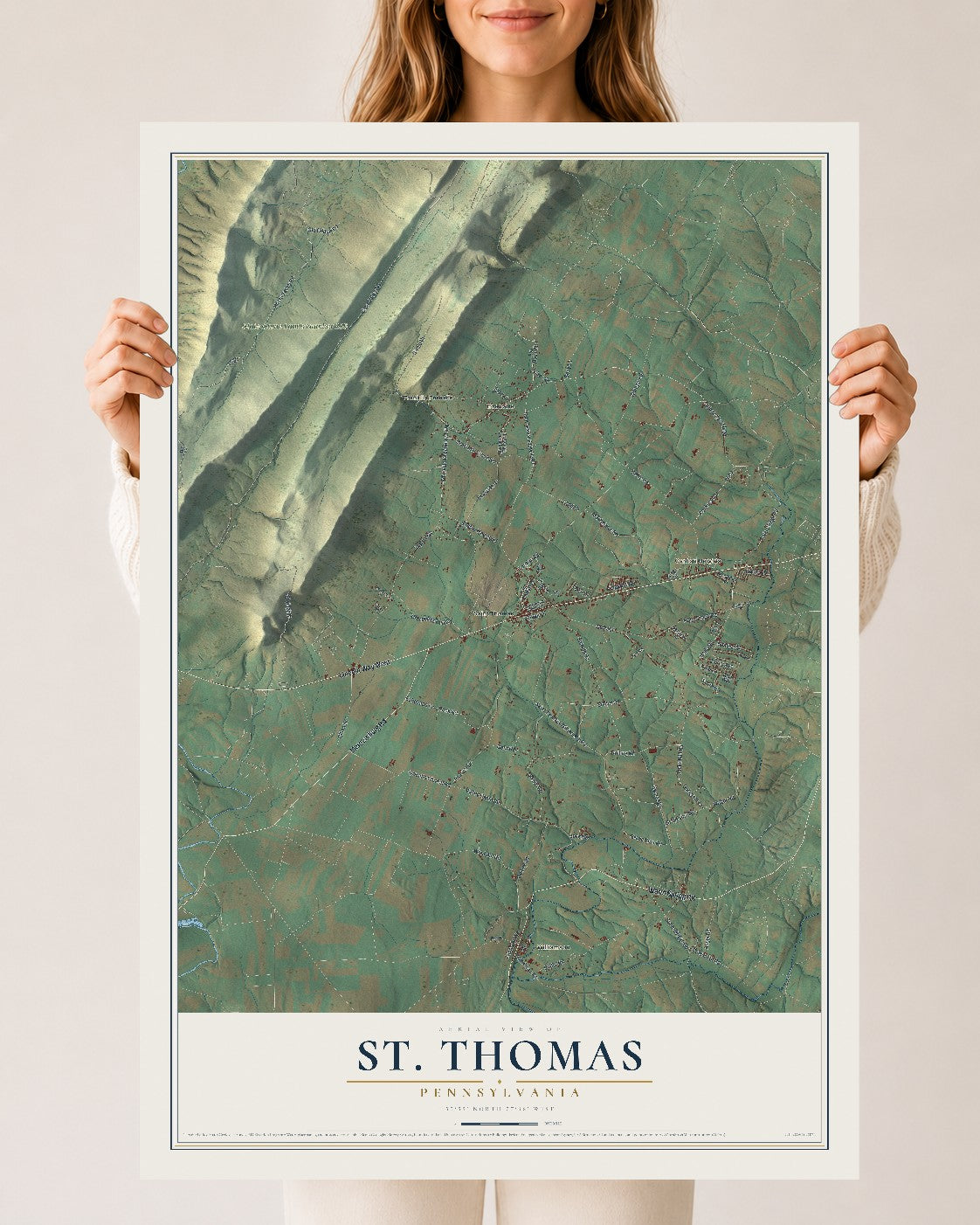Map of St. Thomas, Pennsylvania, 24 x 36 inch unframed archival matte print