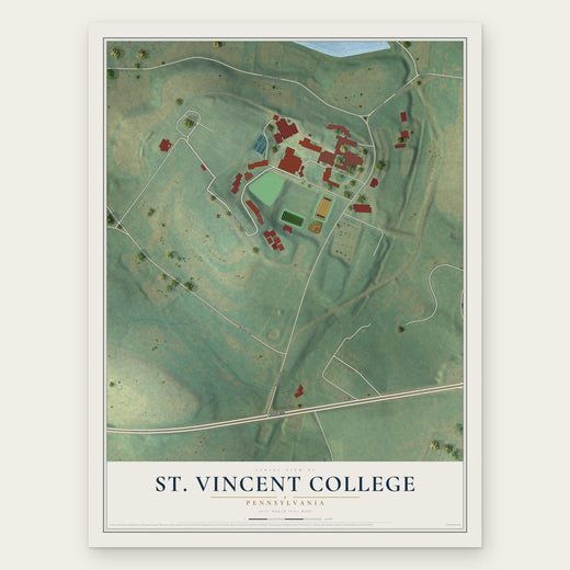 St. Vincent College, Pennsylvania map print, the full design