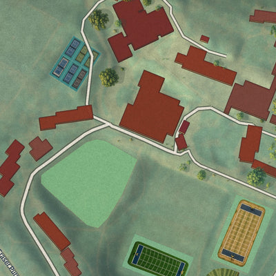 Close-up of the map of St. Vincent College, Pennsylvania print showing street and building detail