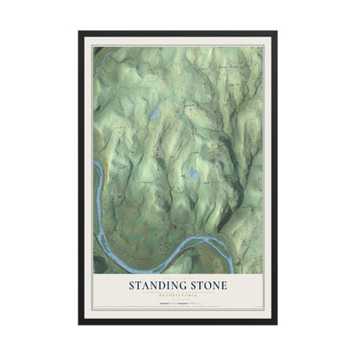 Map of Standing Stone, Pennsylvania, 12 x 18 inch print in a black wood frame