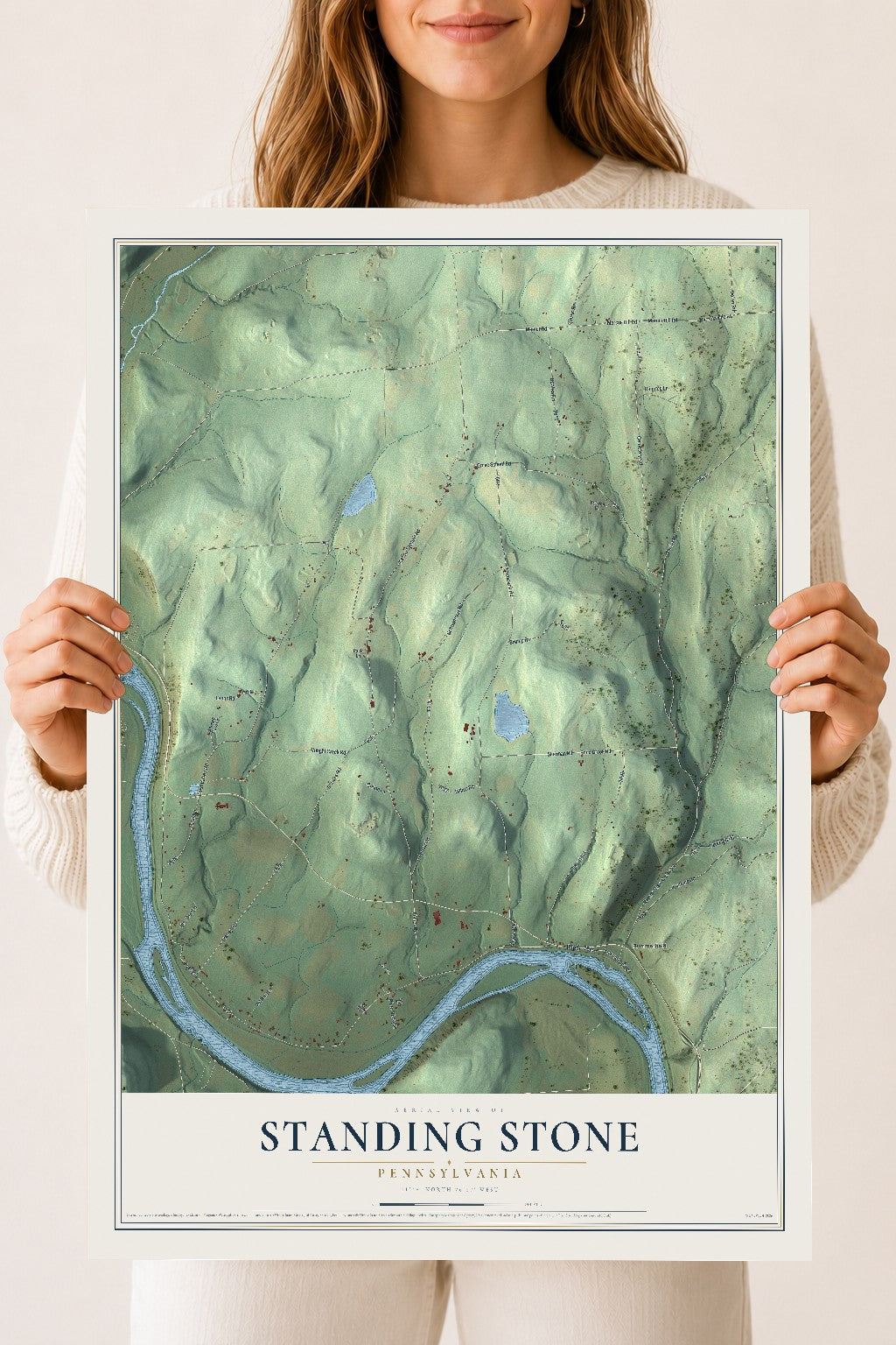 Map of Standing Stone, Pennsylvania, 18 x 24 inch unframed archival matte print