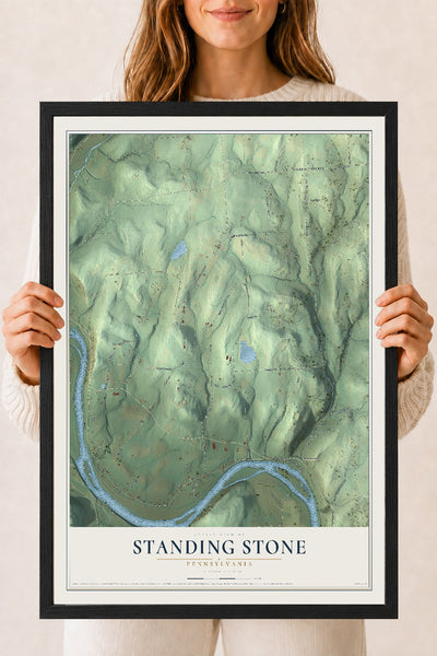 Map of Standing Stone, Pennsylvania, 18 x 24 inch print in a black wood frame