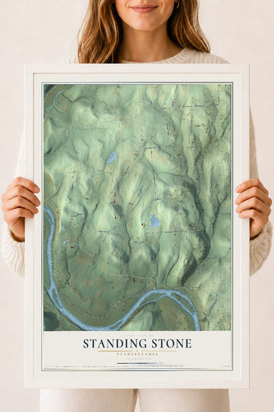 Map of Standing Stone, Pennsylvania, 18 x 24 inch print in a white wood frame