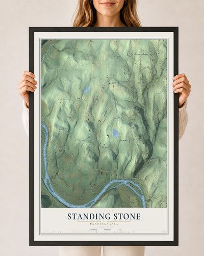 Map of Standing Stone, Pennsylvania, 24 x 36 inch print in a black wood frame