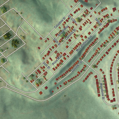 Second close-up of the map of Stanton Heights, Pennsylvania print showing more streets and buildings