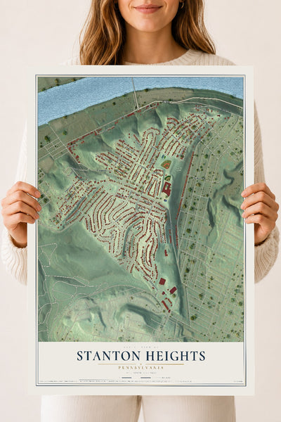 Map of Stanton Heights, Pennsylvania, 18 x 24 inch unframed archival matte print