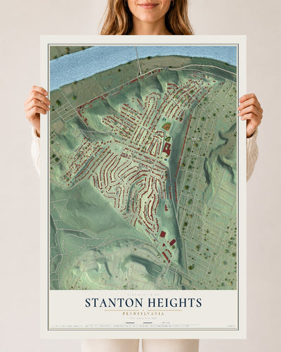 Map of Stanton Heights, Pennsylvania, 24 x 36 inch unframed archival matte print