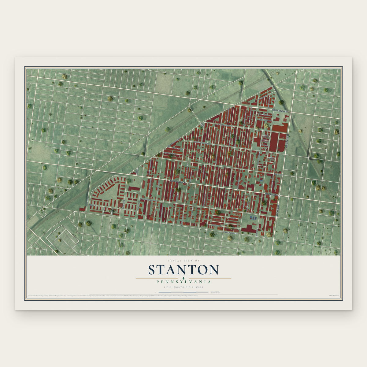 Stanton, Pennsylvania map print, the full design